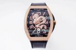 Replica Franck Muller V45 Dragon Yachting 8215 Black Dial Rose Gold Diamond Watch